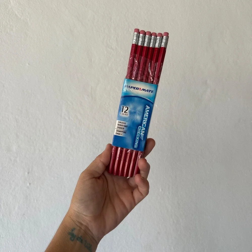Lot of 3 Discontinued Paper Mate American Checking Red Correcting‎ Pencils 12ct
